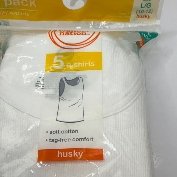 (2) packs Wonder Nation Tank Top Boys White A Shirt 5 Pack - Large (10-12) - Picture 2 of 3